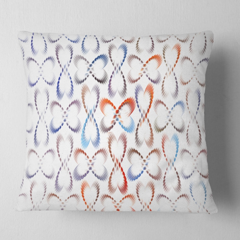 «Butterflies Fractal Outline Art», coussin imprimé abstrait, 16 po x 1 po, Coussin décoratif