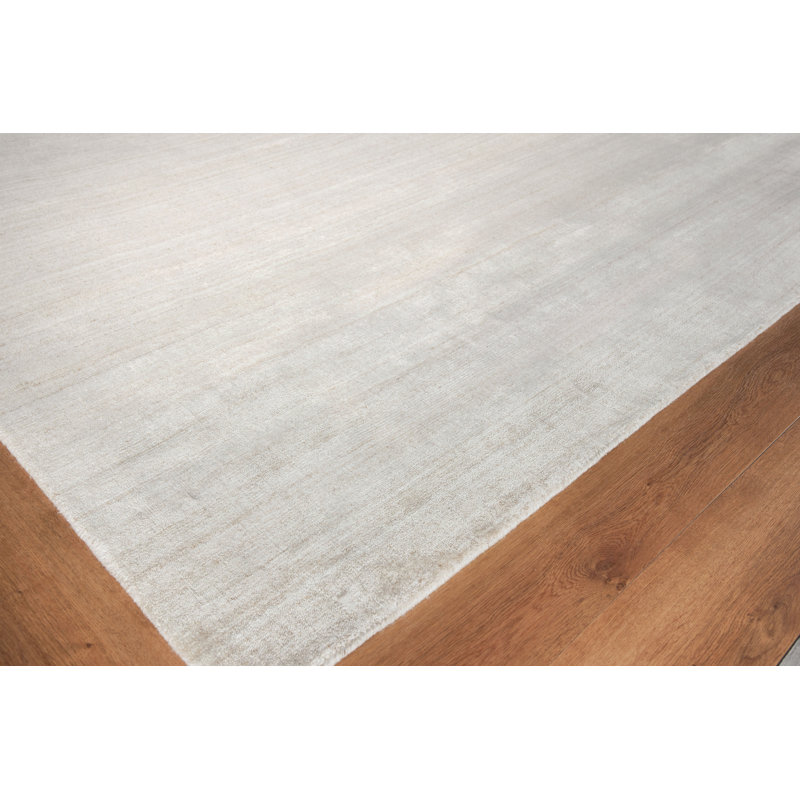 Ambrose Handmade Wool/Bamboo Silk, Area Rug, Rectangle 8' x 10', Ivory/Gray
