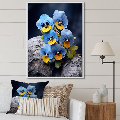 «Blue Blue Pansies», photo vibrante sur toile
