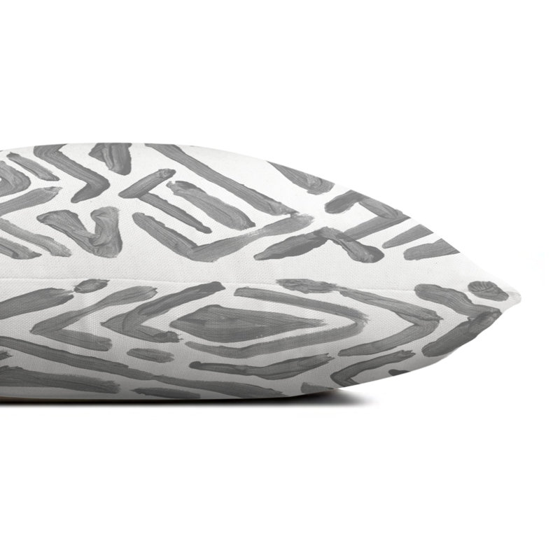 Abstract Outdoor Reversible Throw Pillow, 18" H x 18" W, Gray