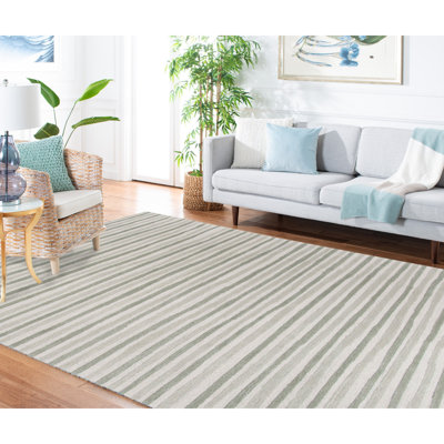 Schmier Martha Stewart Hand Tufted Wool/Viscose Striped Rug in Gray