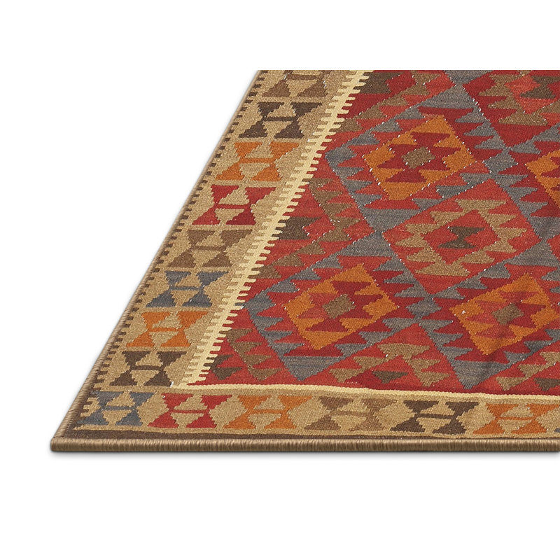 Tapis traditionnel mehroon/noir/crème Yanley, Rectangle 5 pi x 7 pi