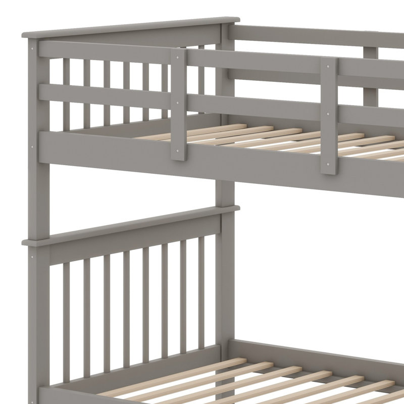 Bunk Bed With Storage Stairway And Guard Rail, Gray