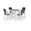 Chaises de patio - table de bar d'extérieur avec tabourets et 5 tabourets blancs et gris