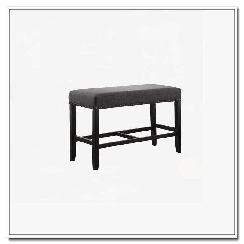 Upholstered Dining Bench with Nailhead Trim, Gray