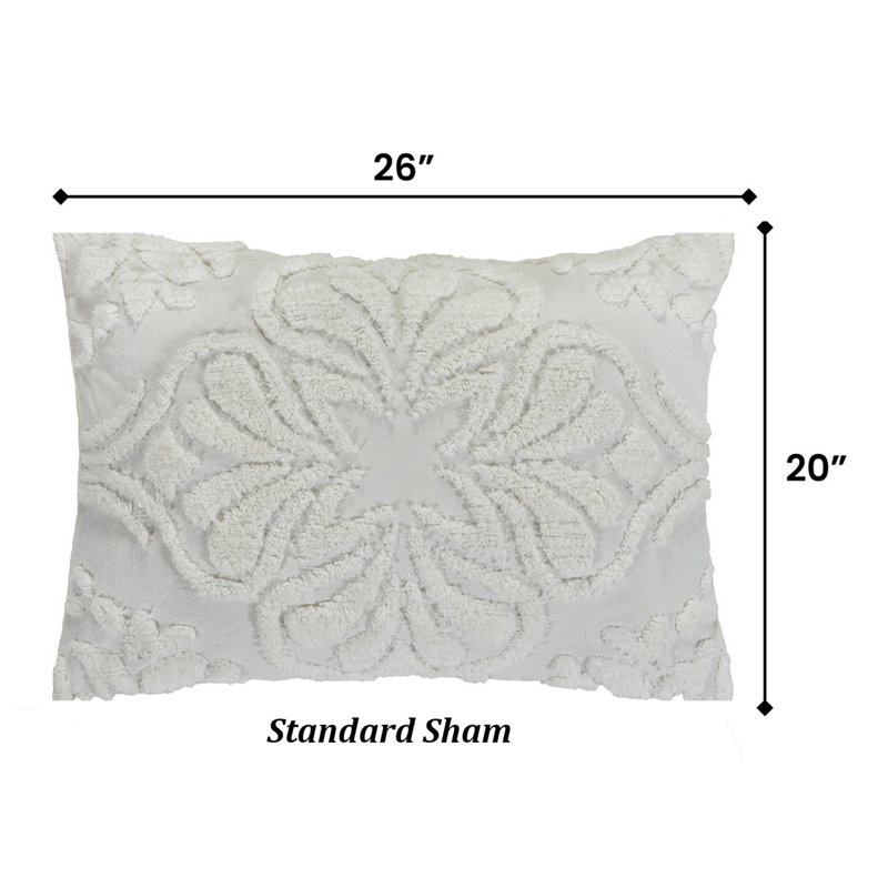 Cotton Floral Sham Set, Beige