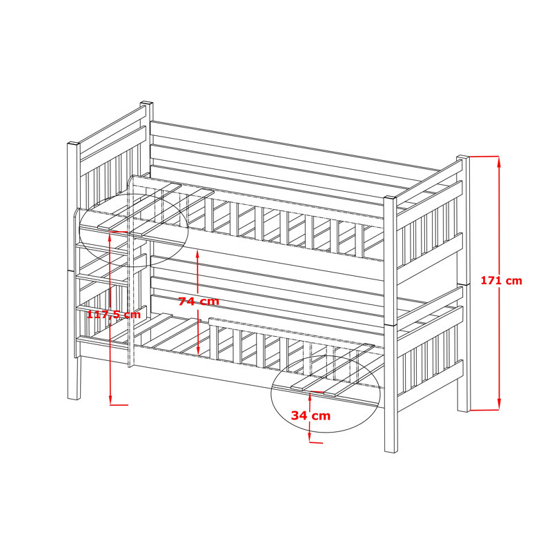 Knutson Single (3') Standard Bunk Bed and Mattress, White