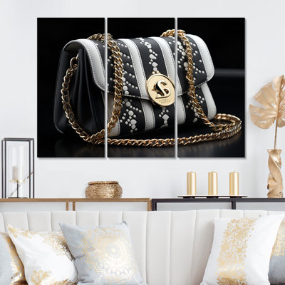Black Luxury Bag Unveiled II Fashion Wall Decor on Metal