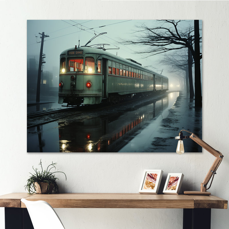 «Train Charm In Winter Photo II», reproduction sur toile, Toile tendue, H 16 po x l 32 po x P 1 po