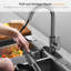 Robinet d'évier, robinet de cuisine en nickel brossé avec douchette rétractable, robinet commercial moderne