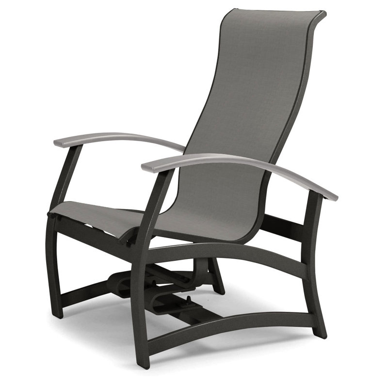 Belle Isle Outdoor Lounge Chair, Textured Graphite, White P50, Alloy Sunbrella®