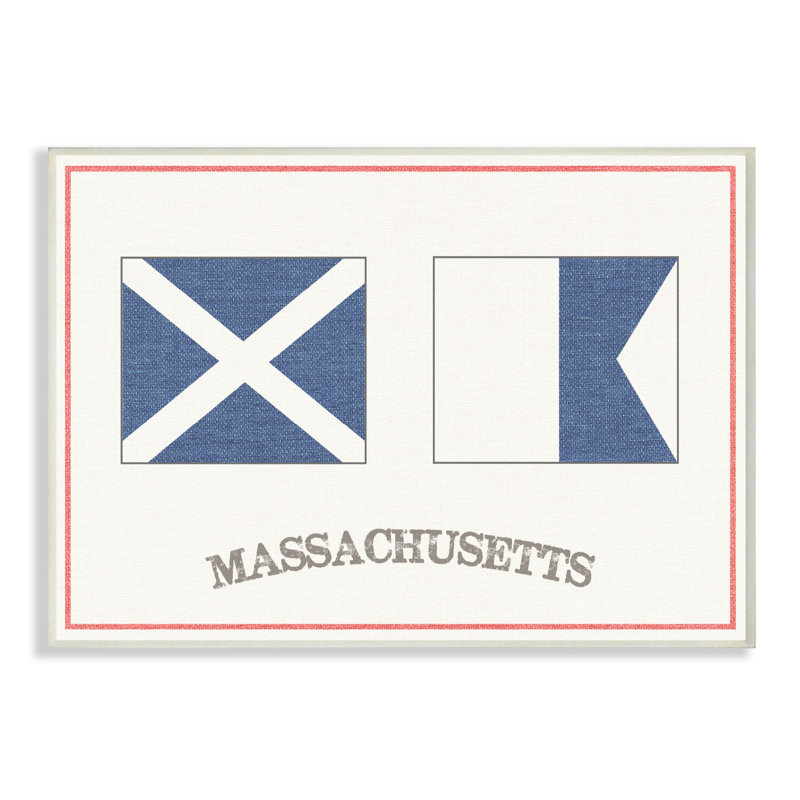 «Red and Blue Nautical Flags Massachusetts», impression, Plaque murale, H 13 po x l 19 po x P 0,5 po