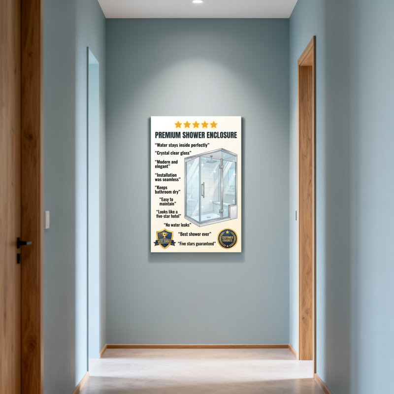 Cabine de douche Bath & Laundry de qualité supérieure avec verre transparent et design moderne, H 18 po x l 12 po