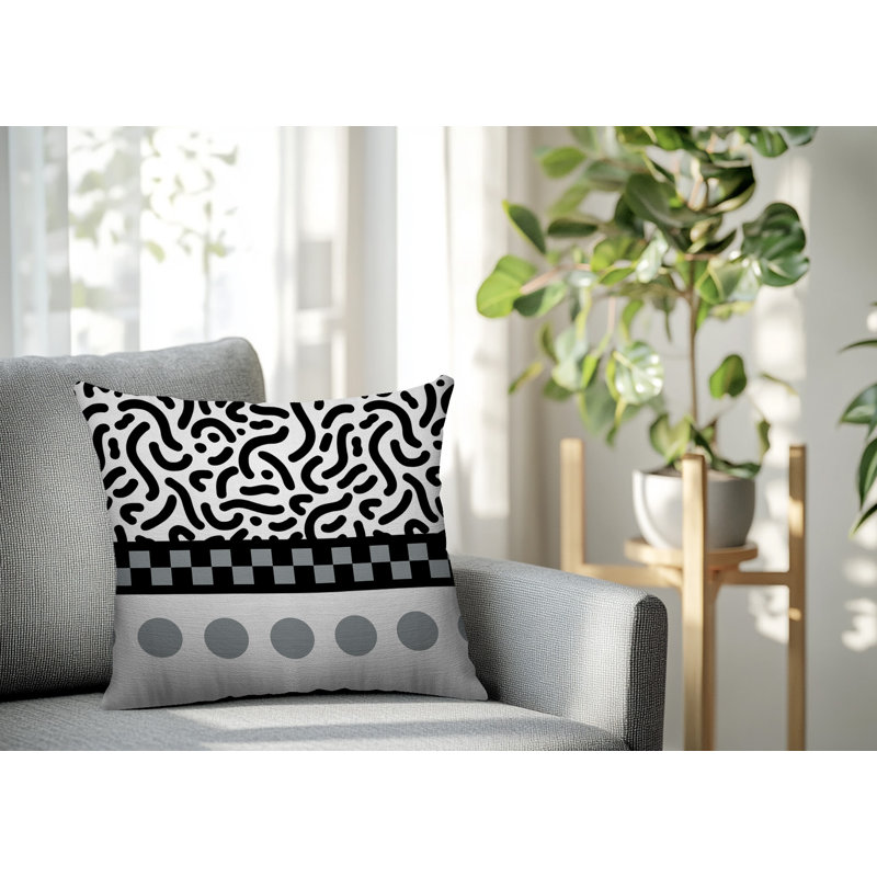 Oreiller carré réversible intérieur / extérieur Kixie, Gris, Carré 20 po