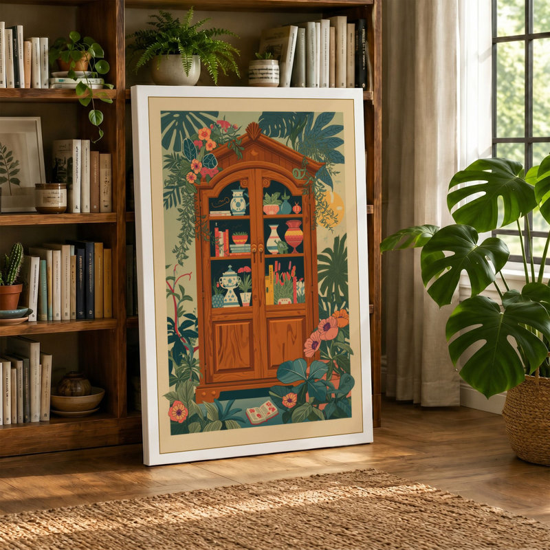 Cabinet of Curiosities Art Deco - Wrapped Canvas, 18x12 - 45.7 x 30.5 cm, Sage Border