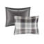 Édredon double avec duvet synthétique - bourre imprimée à carreaux gris et 2 taies décoratives assorties lavables à la machine-121234540