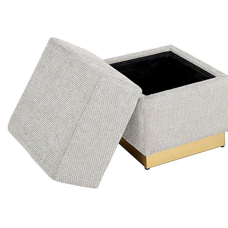 Tabouret d'appoint avec compartiment de rangement beige, Beige