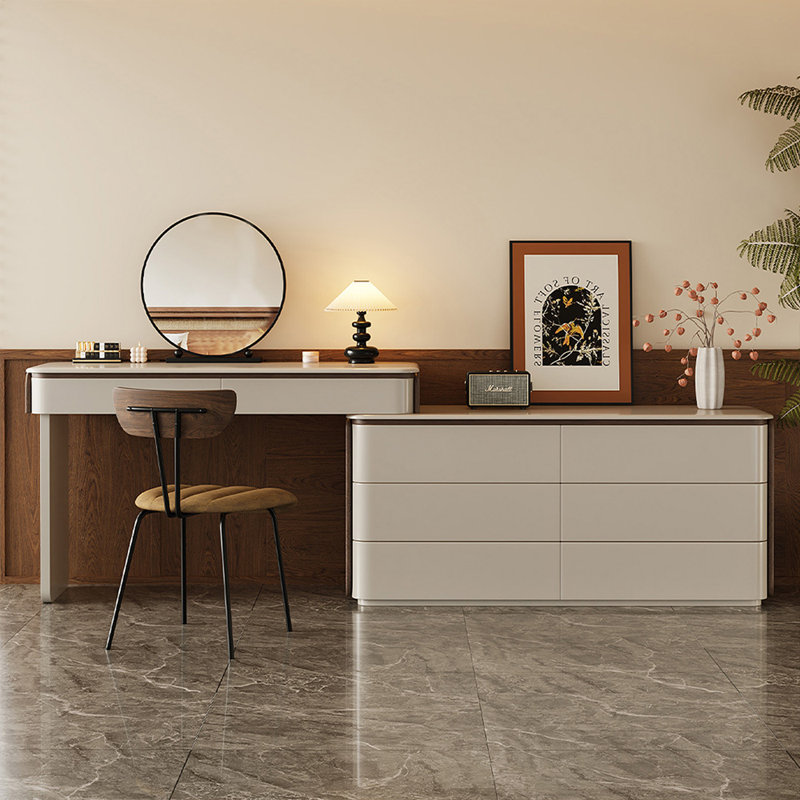 Coiffeuse avec miroir lumineux, 8 tiroirs, 1 chaise