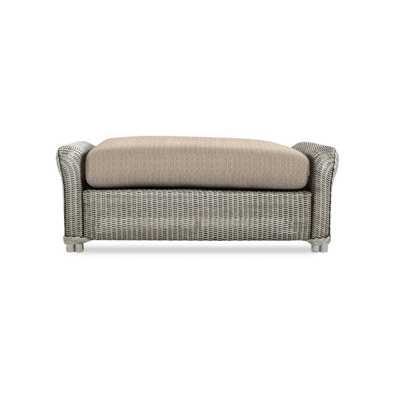Reflections Rectangle Outdoor Ottoman Patio Ottoman, Demo Oatmeal, Pewter