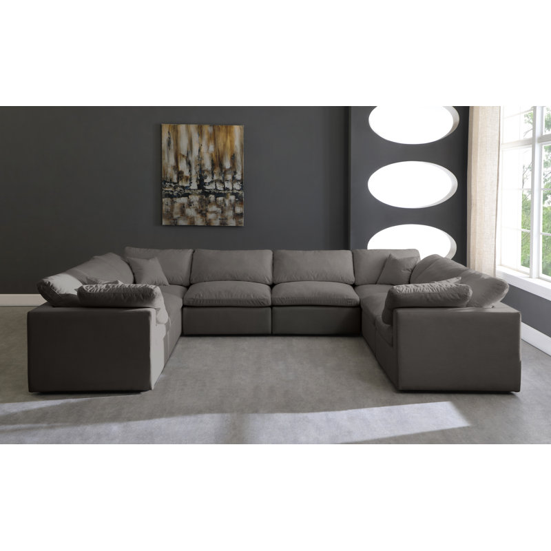 Atis Velvet U-Shaped Sectional Reversible, Grey Velvet