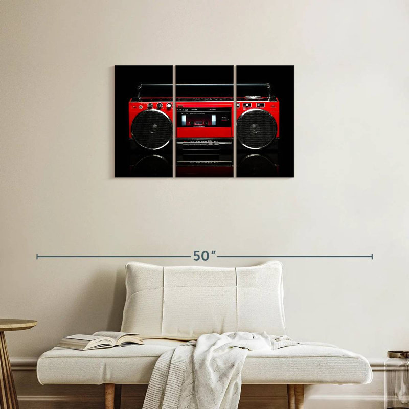 Abarca Retro Red Boom Box, 20" H x 33" W