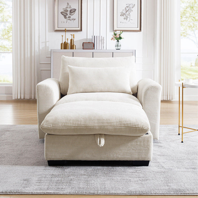 Canapé modulaire avec repose-pieds avec rangement, Beige