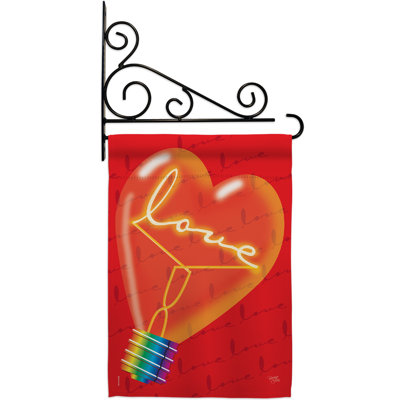 Ampoule à 2 faces en polyester 19 x 13 po « Love » Ensemble de drapeaux