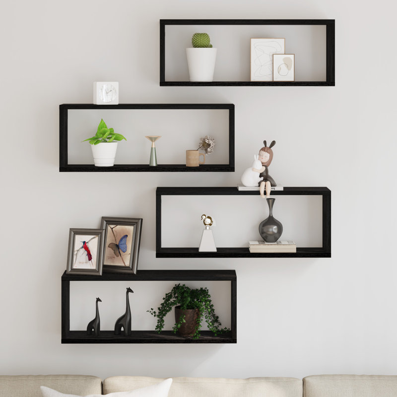 Floating Shelf, 23cm H x 60cm W x 15cm D, Black