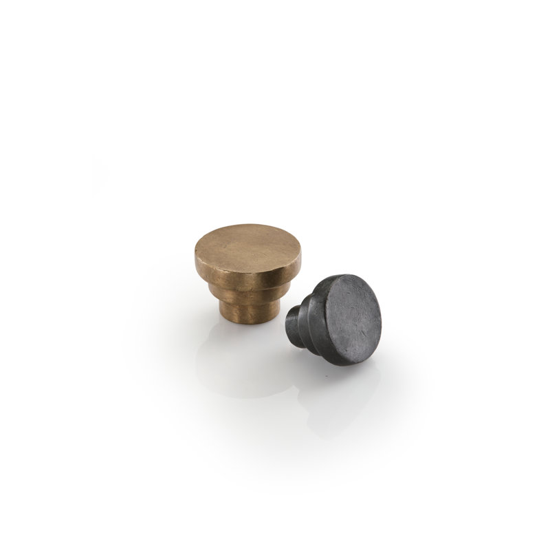 Round Step Cabinet Knob, Natural Bronze, 1.25