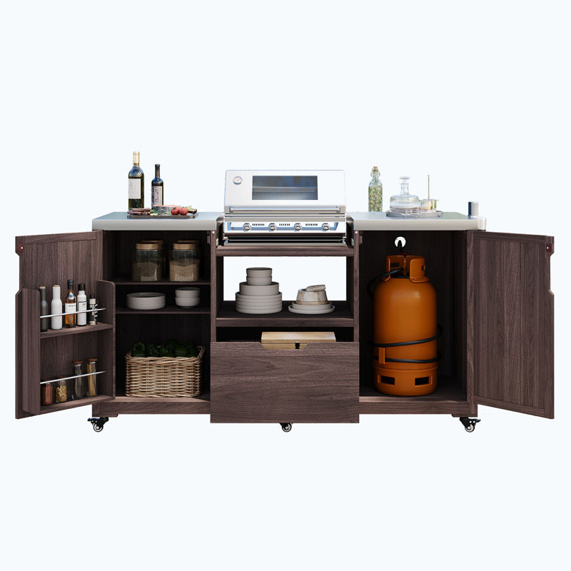 66.5" Outdoor Kitchen Island, Brown