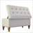 Ottoman Storage Bench with Linen, Recessed Hinge &amp; Rivet Trim - Beige | Wood | Tan Brown-1346133361