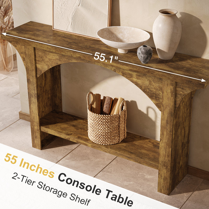 Console moderne 55 po, table de vestibule étroite, Brun