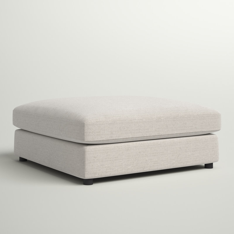 Alfred Upholstered Ottoman, Beige Polyester Blend