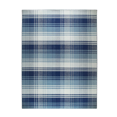 Ziv Blue Flatweave Wool Area Rug