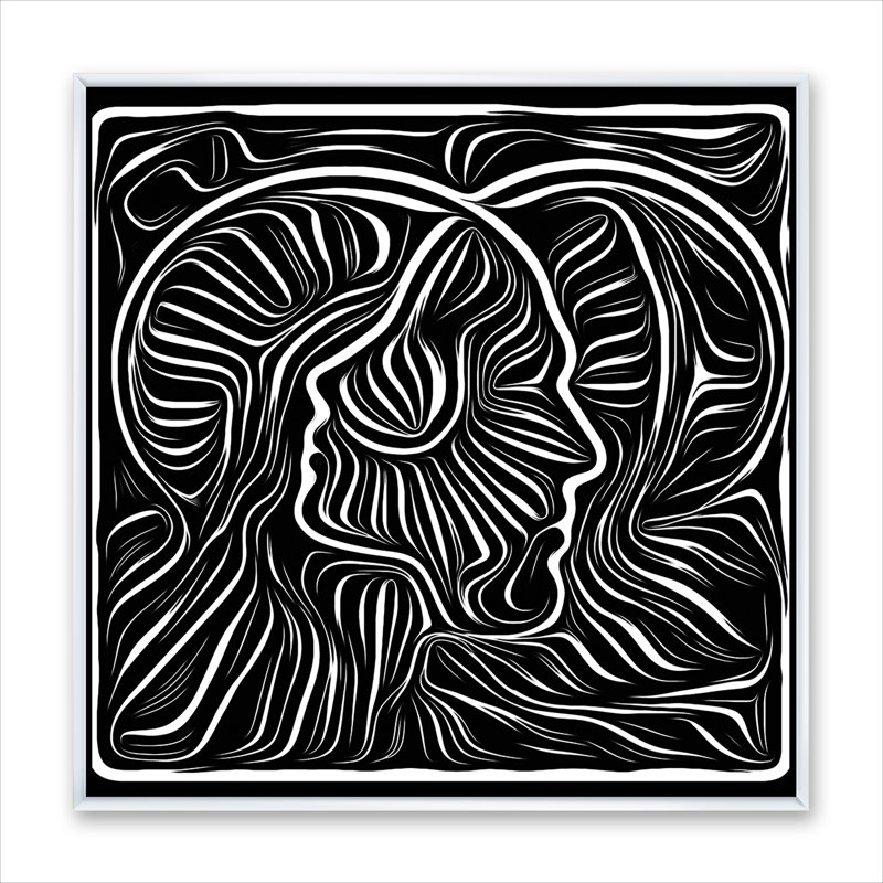 «Black and White Aw autrement», reproduction de cadre sur toile, H 30 po x l 30 po x P 1 po, Toile blanche encadrée