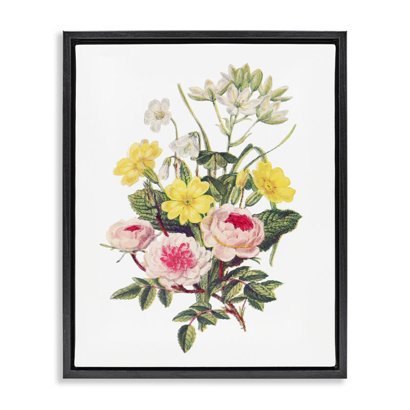 Cadre flottant boisseau de fleurs sauvages, design par lettré et doublé, H 31 po x l 25 po, Cadre flottant noir de jais