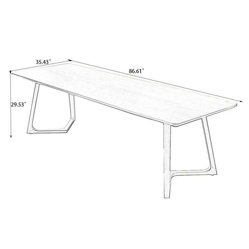 Brown Rectangular Solid Wood Dining Table, 29.53"H x 86.61"L x 35.43"W