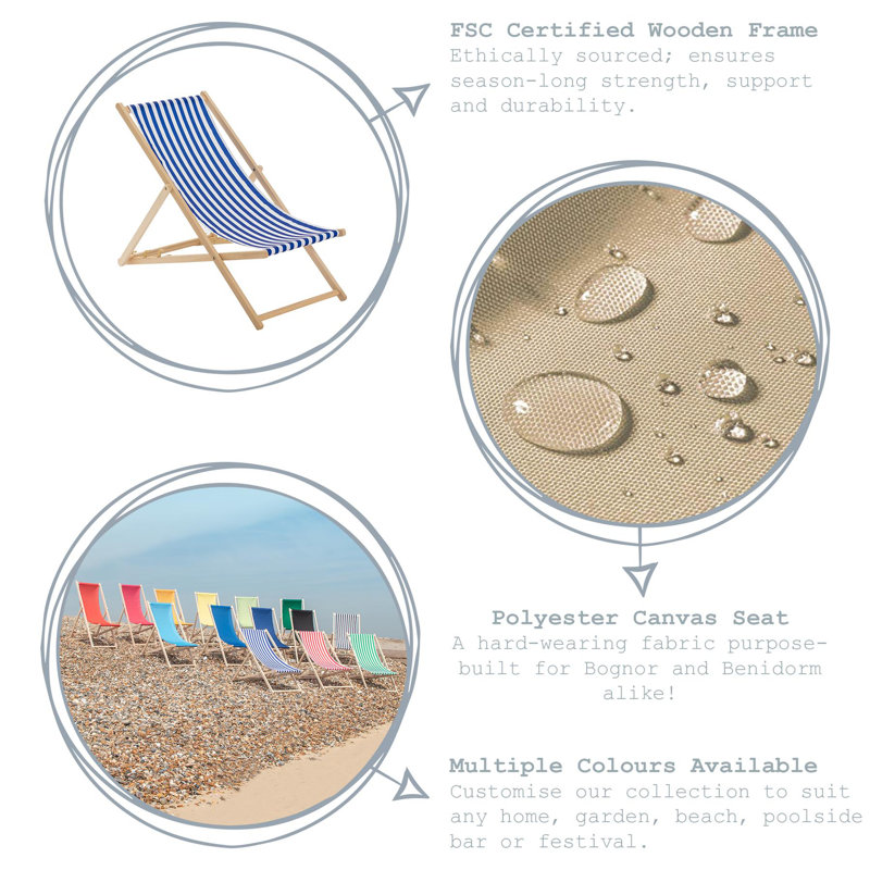 Folding Deck Chair, Red/White