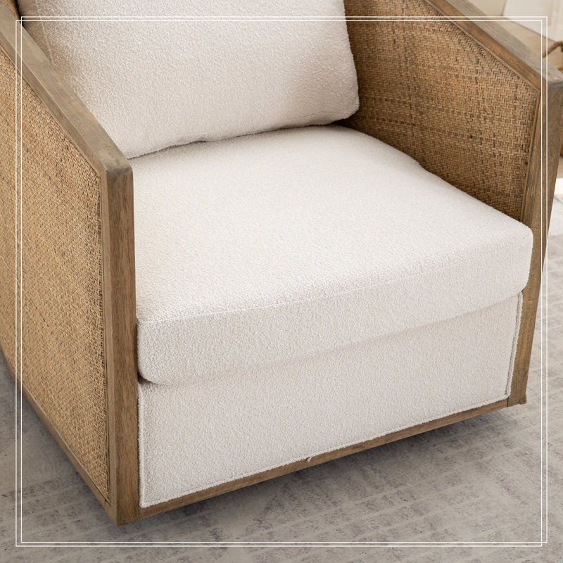 Fauteuil pivotant en forme de baril avec coussin moelleux
