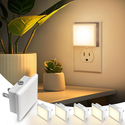 Night Lights Plug Into Wall 6 Pack Plug In Night Light Dusk To Dawn Sensor 5000K Daylight 0.3W Bright Nightlight Auto On Off For Adults Kids Room Bedroom Bathroom Hallway Kitchen