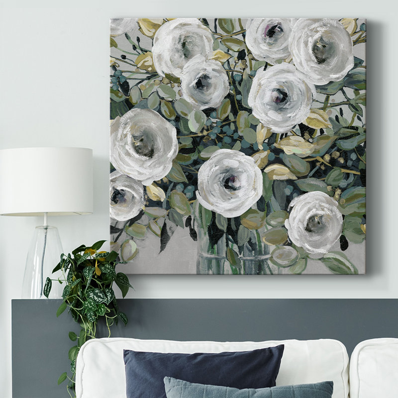 «White Rose Parade», art textuel sur toile tendue, H 16 po x l 16 po x P 1,5 po