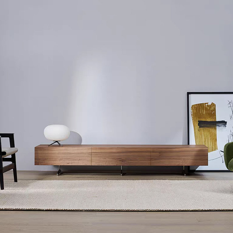 Meuble télé moderne et minimaliste en bois massif, H 13,77 po x L 70,86 po x l 19,29 po