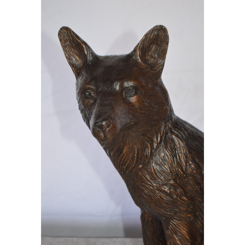 Statue de renard assis en bronze, sculpture de Massillon, art décoratif de qualité musée, L 23 po x l 17 po x H 20 po