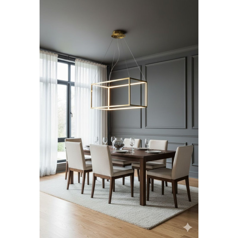 Modern 12 Light LED Rectangle Pendant, 13.7" H x 23.6" W x 15.7" D