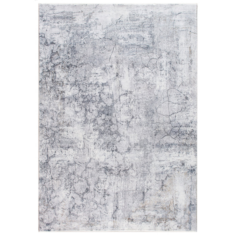 Gray Distressed Marble Area Rug, Rectangle 6' x 9'