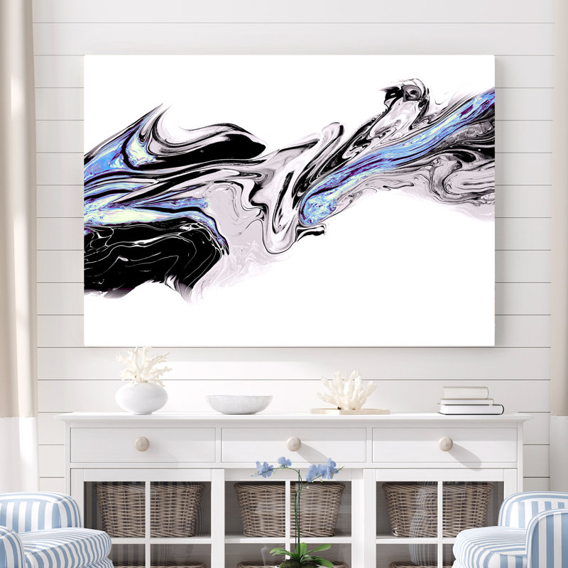 Tonopah Silver Metal, Modern Molten Liquid In Sleek Contemporary Abstract - Wrapped Canvas Graphic Art