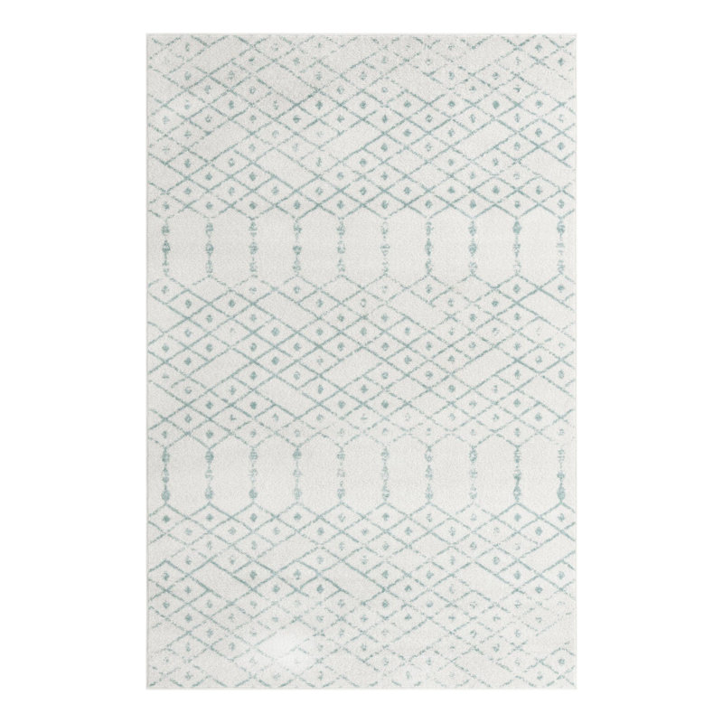 Tapis ivoire à motif géométrique ivoire d'Igon, Rectangle 6 pi x 9 pi