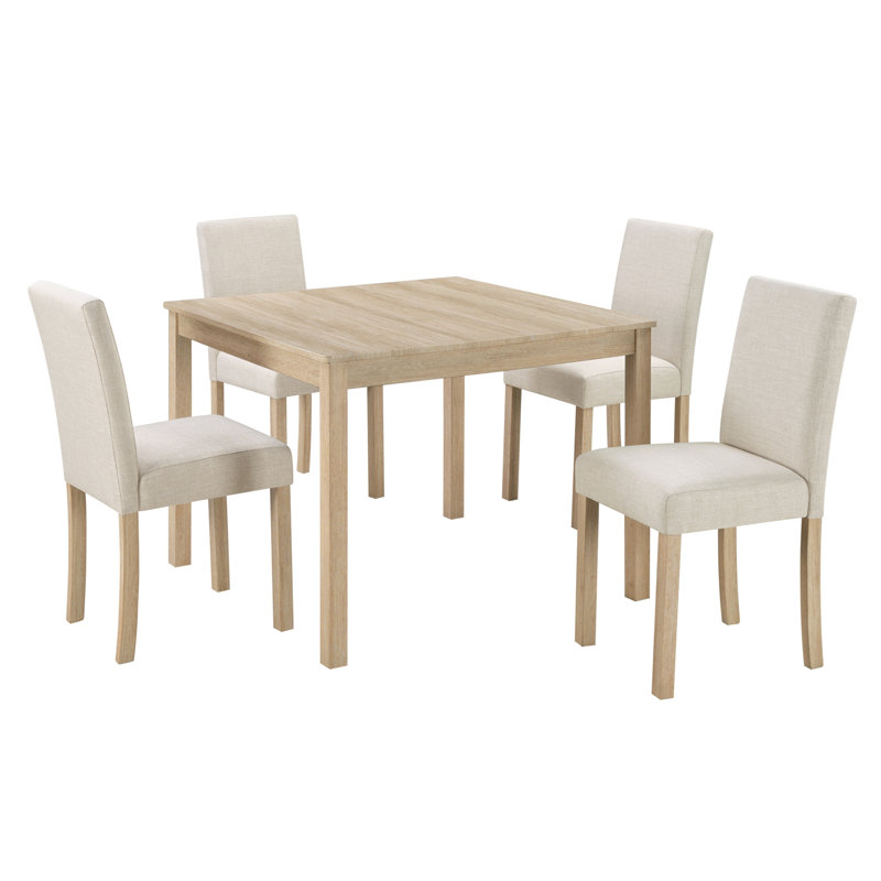 Ensemble de table de salle à manger en bois de chêne clair 5 pièces pour 4 personnes - Meubles de cuisine et de salle à manger avec 4 chaises