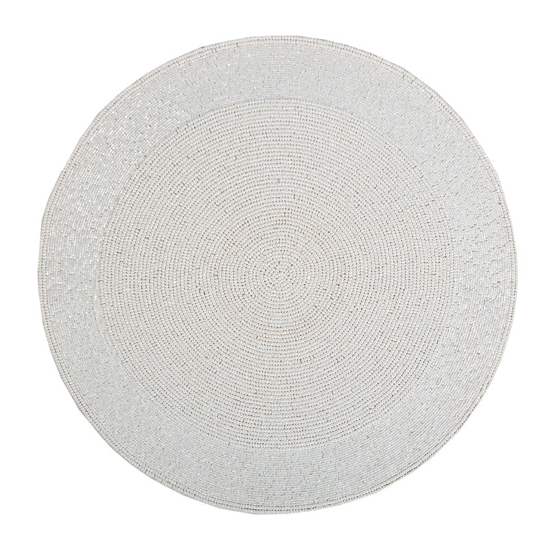 Rikki Cotton Round Placemat, Frost, 15"