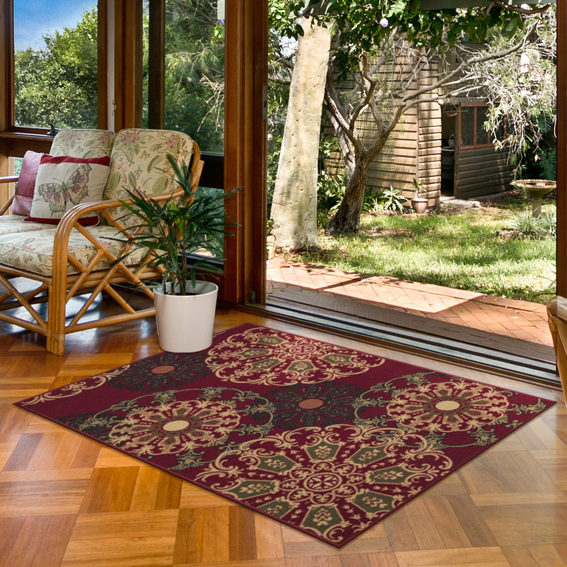 Tapis boho antidérapant lavable à la machine pour le salon, le couloir, Rectangle 3 pi 3 po x 5 pi
